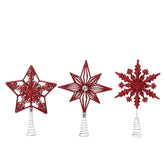 Decoris Plasitc Treetopper with Glitters 22.5cm - Christmas Red (3 Assorted)